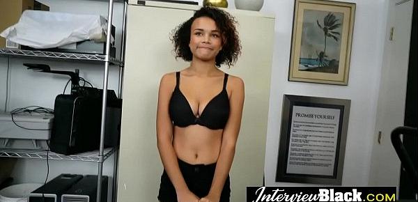  Fake casting with a petite teen who loves black dicks inside her tiny pussy.